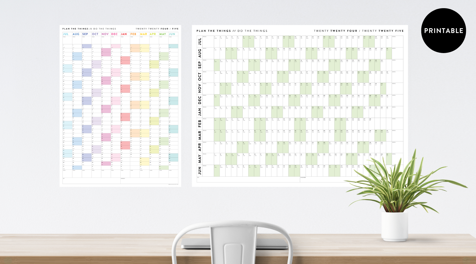 PRINTABLE ACADEMIC / MID-YEAR WALL CALENDARS // INSTANT DOWNLOAD