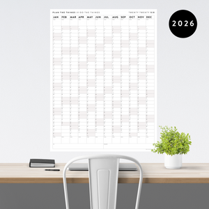 PRINTABLE VERTICAL 2026 WALL CALENDAR WITH GRAY WEEKENDS - INSTANT DOWNLOAD