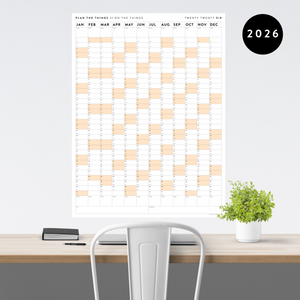 GIANT 2026 ANNUAL WALL CALENDAR | VERTICAL WITH ORANGE WEEKENDS