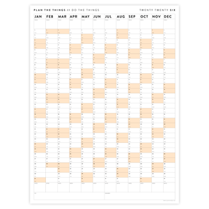 GIANT 2026 ANNUAL WALL CALENDAR | VERTICAL WITH ORANGE WEEKENDS