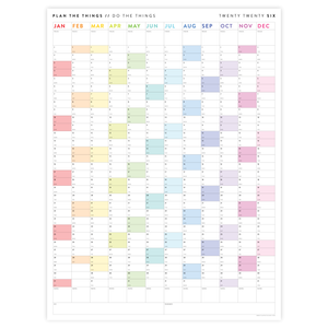 PRINTABLE VERTICAL 2026 WALL CALENDAR WITH RAINBOW WEEKENDS - INSTANT DOWNLOAD