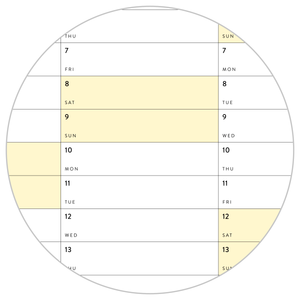 PRINTABLE SIX MONTH 2026 ACADEMIC YEAR WALL CALENDAR SET WITH YELLOW WEEKENDS - INSTANT DOWNLOAD