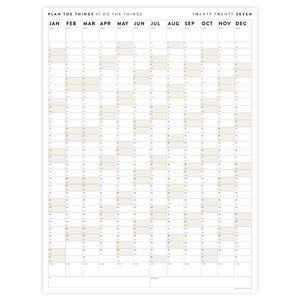 PRINTABLE VERTICAL 2027 WALL CALENDAR WITH BEIGE WEEKENDS - INSTANT DOWNLOAD