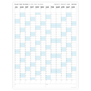2026 - 2027 ACADEMIC WALL CALENDAR (JULY START) | VERTICAL WITH BLUE WEEKENDS