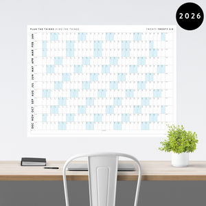 GIANT 2026 ANNUAL WALL CALENDAR | HORIZONTAL WITH BLUE WEEKENDS