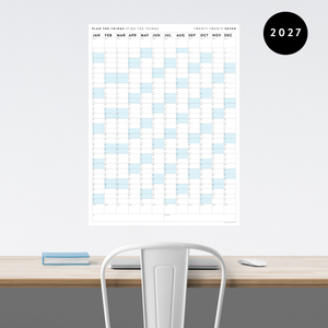 GIANT 2027 ANNUAL WALL CALENDAR | VERTICAL WITH BLUE WEEKENDS
