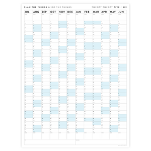 PRINTABLE 2025 - 2026 ACADEMIC WALL CALENDAR (JULY START) | VERTICAL WITH BLUE WEEKENDS - INSTANT DOWNLOAD