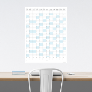 PRINTABLE VERTICAL 2027 WALL CALENDAR WITH BLUE WEEKENDS - INSTANT DOWNLOAD