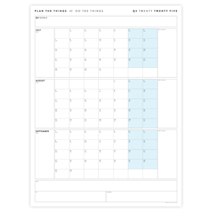 Q3 2025 QUARTERLY GIANT WALL CALENDAR (JULY - SEPTEMBER 2025) - BLUE WEEKENDS