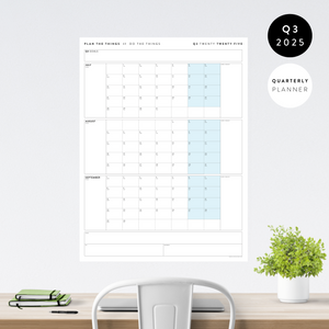 Q3 2025 QUARTERLY GIANT WALL CALENDAR (JULY - SEPTEMBER 2025) - BLUE WEEKENDS