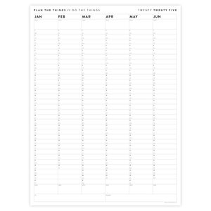 PRINTABLE SIX MONTH 2025 MINIMAL WALL CALENDAR (JANUARY TO JUNE) - INSTANT DOWNLOAD