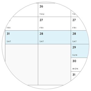 NEW! PRINTABLE VERTICAL 2026 WALL CALENDAR WITH ALIGNED BLUE WEEKENDS - INSTANT DOWNLOAD