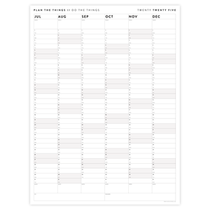PRINTABLE SIX MONTH 2025 WALL CALENDAR SET WITH GRAY WEEKENDS - INSTANT DOWNLOAD