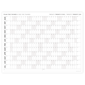 PRINTABLE 2025 - 2026 ACADEMIC WALL CALENDAR (AUGUST START) | HORIZONTAL WITH GRAY / GREY WEEKENDS - INSTANT DOWNLOAD