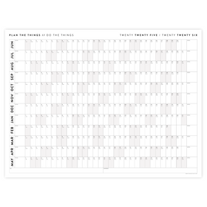 PRINTABLE 2025 - 2026 ACADEMIC WALL CALENDAR (JUNE START) | HORIZONTAL WITH GRAY / GREY WEEKENDS - INSTANT DOWNLOAD