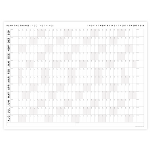 PRINTABLE 2025 - 2026 ACADEMIC WALL CALENDAR (SEPTEMBER START) | HORIZONTAL WITH GRAY WEEKENDS - INSTANT DOWNLOAD