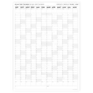 PRINTABLE 2025 - 2026 ACADEMIC WALL CALENDAR (SEPTEMBER START) | VERTICAL WITH GRAY WEEKENDS - INSTANT DOWNLOAD