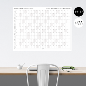 2026 - 2027 ACADEMIC WALL CALENDAR (JULY START) | HORIZONTAL WITH GRAY WEEKENDS