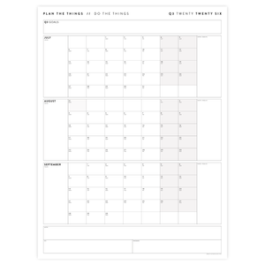Q3 2026 QUARTERLY GIANT WALL CALENDAR (JULY - SEPTEMBER 2026) - GRAY WEEKENDS