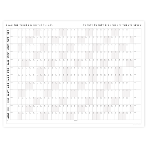 PRINTABLE 2026 - 2027 ACADEMIC WALL CALENDAR (SEPTEMBER START) | HORIZONTAL WITH GRAY WEEKENDS - INSTANT DOWNLOAD