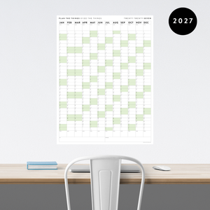 GIANT 2027 ANNUAL WALL CALENDAR | VERTICAL WITH GREEN WEEKENDS