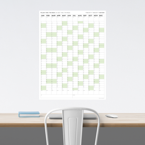 PRINTABLE VERTICAL 2027 WALL CALENDAR WITH GREEN WEEKENDS - INSTANT DOWNLOAD