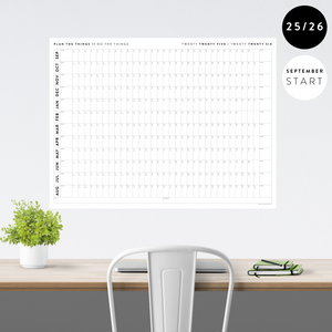 PRINTABLE 2025 - 2026 ACADEMIC WALL CALENDAR (SEPTEMBER START) | HORIZONTAL - MINIMAL / CLEAR - INSTANT DOWNLOAD