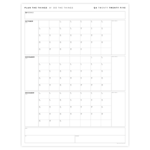 Q4 2025 QUARTERLY GIANT WALL CALENDAR (OCTOBER - DECEMBER 2025) - MINIMAL