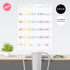 NEW FORMAT! GIANT 2026 ANNUAL WALL CALENDAR | VERTICAL WITH RAINBOW ALIGNED WEEKENDS