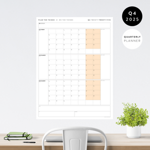 Q4 2025 QUARTERLY GIANT WALL CALENDAR (OCTOBER - DECEMBER 2025) - ORANGE WEEKENDS