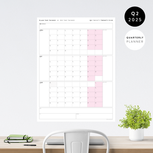 Q2 2025 QUARTERLY GIANT WALL CALENDAR (APRIL - JUNE 2025) - PINK WEEKENDS
