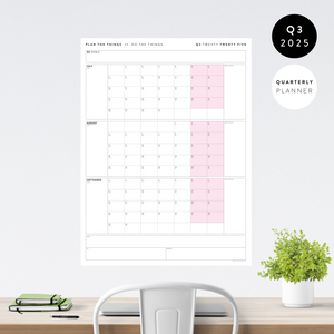 Q3 2025 QUARTERLY GIANT WALL CALENDAR (JULY - SEPTEMBER 2025) - PINK WEEKENDS