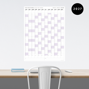 GIANT 2027 ANNUAL WALL CALENDAR | VERTICAL WITH PURPLE WEEKENDS