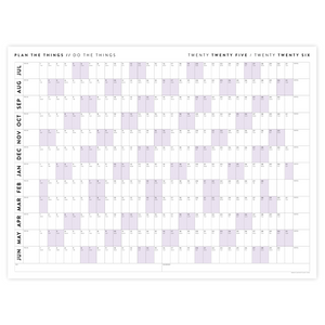 PRINTABLE 2025 - 2026 ACADEMIC WALL CALENDAR (JULY START) | HORIZONTAL WITH PURPLE WEEKENDS - INSTANT DOWNLOAD