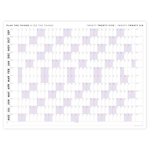 PRINTABLE 2025 - 2026 ACADEMIC WALL CALENDAR (SEPTEMBER START) | HORIZONTAL WITH PURPLE WEEKENDS - INSTANT DOWNLOAD