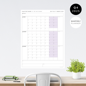 Q4 2025 QUARTERLY GIANT WALL CALENDAR (OCTOBER - DECEMBER 2025) - PURPLE WEEKENDS