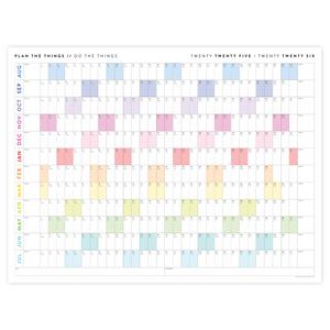 PRINTABLE 2025 - 2026 ACADEMIC WALL CALENDAR (AUGUST START) | HORIZONTAL WITH RAINBOW WEEKENDS - INSTANT DOWNLOAD
