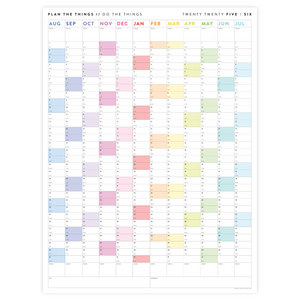 PRINTABLE 2025 - 2026 ACADEMIC WALL CALENDAR (AUGUST START) | VERTICAL WITH RAINBOW WEEKENDS - INSTANT DOWNLOAD