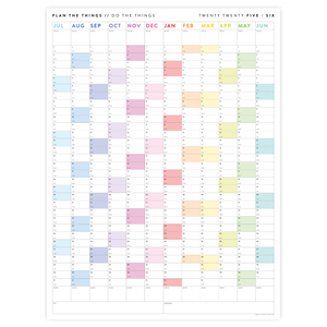 PRINTABLE 2025 - 2026 ACADEMIC WALL CALENDAR (JULY START) | VERTICAL WITH RAINBOW WEEKENDS - INSTANT DOWNLOAD