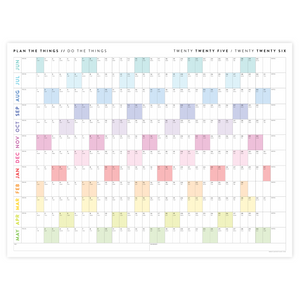 PRINTABLE 2025 - 2026 ACADEMIC WALL CALENDAR (JUNE START) | HORIZONTAL WITH RAINBOW WEEKENDS - INSTANT DOWNLOAD