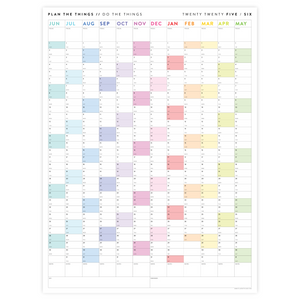 PRINTABLE 2025 - 2026 ACADEMIC WALL CALENDAR (JUNE START) | VERTICAL WITH RAINBOW WEEKENDS - INSTANT DOWNLOAD