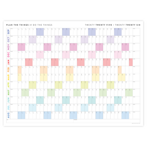 PRINTABLE 2025 - 2026 ACADEMIC WALL CALENDAR (SEPTEMBER START) | HORIZONTAL WITH RAINBOW WEEKENDS - INSTANT DOWNLOAD