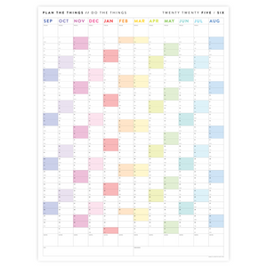 PRINTABLE 2025 - 2026 ACADEMIC WALL CALENDAR (SEPTEMBER START) | VERTICAL WITH RAINBOW WEEKENDS - INSTANT DOWNLOAD