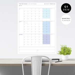 Q3 2026 QUARTERLY GIANT WALL CALENDAR (JULY - SEPTEMBER 2026) - RAINBOW WEEKENDS