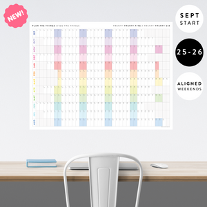 NEW FORMAT! GIANT 2025 - 2026 SEPTEMBER START ACADEMIC WALL CALENDAR | HORIZONTAL WITH ALIGNED WEEKENDS