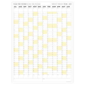 PRINTABLE 2025 - 2026 ACADEMIC WALL CALENDAR (JULY START) | VERTICAL WITH YELLOW WEEKENDS - INSTANT DOWNLOAD