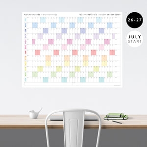 2026 - 2027 JULY Start Academic Wall Calendar | Mid-Year Monthly Planner | Student Teacher Family Giant Rainbow Calendar
