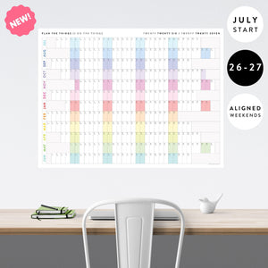 NEW! Giant 2026-2027 JULY START Wall Calendar with Aligned Weekends | Mid-Year Student Teacher College Family Academic Planner