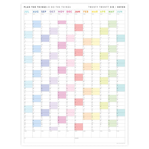 2026 - 2027 JULY Start Academic Wall Calendar | Mid-Year Monthly Planner | Annual Academic Vertical Family Student Teacher (Rainbow)