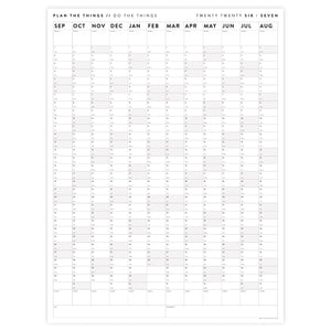 2026 - 2027 SEPTEMBER START Vertical Academic Year Giant Wall Calendar | School Student Classroom Mid-Year Planner - Gray